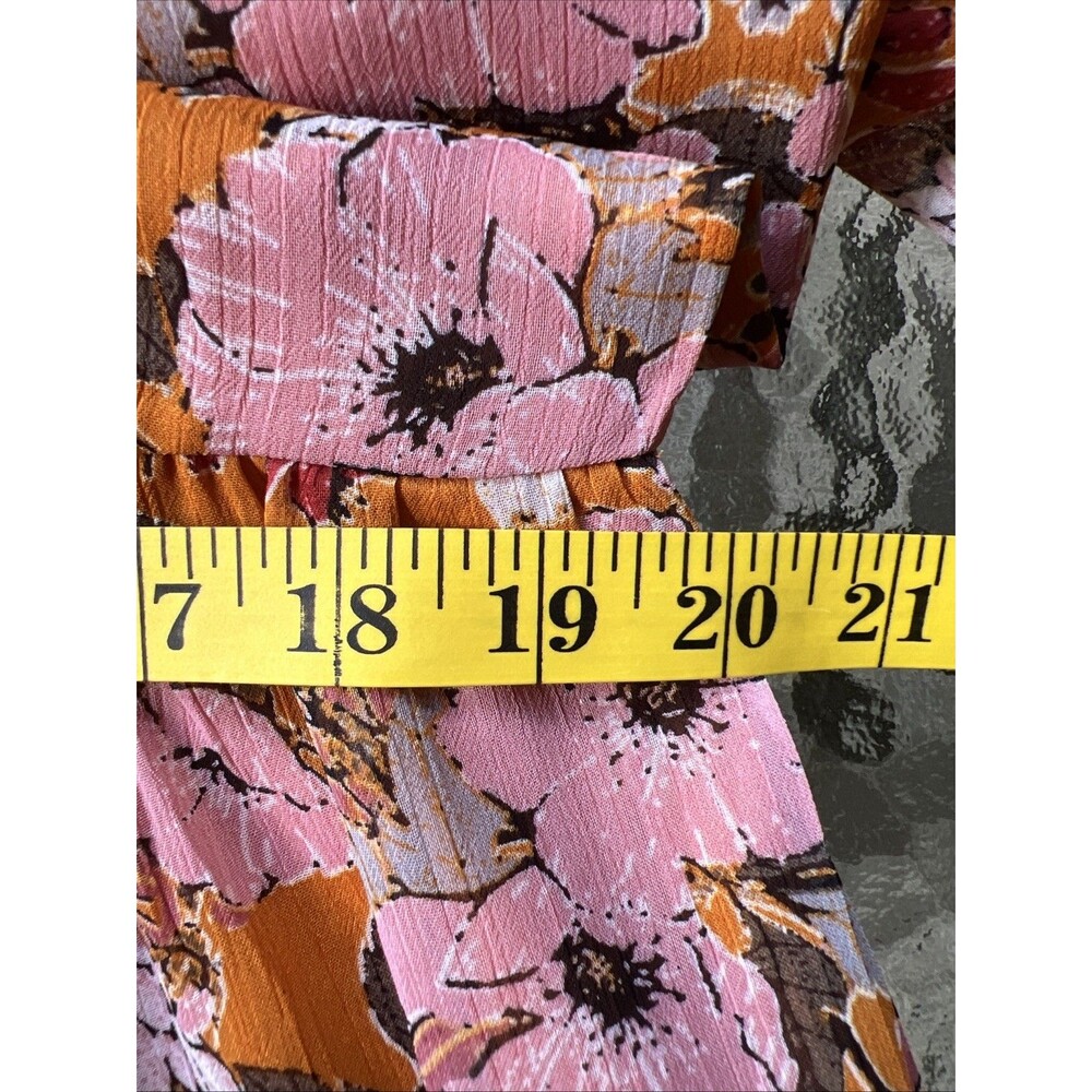 Kate & Sam Burnt Orange Ruffle Maxi Dress Size Medium Pink Long Sleeves Sunset - Picture 14 of 16
